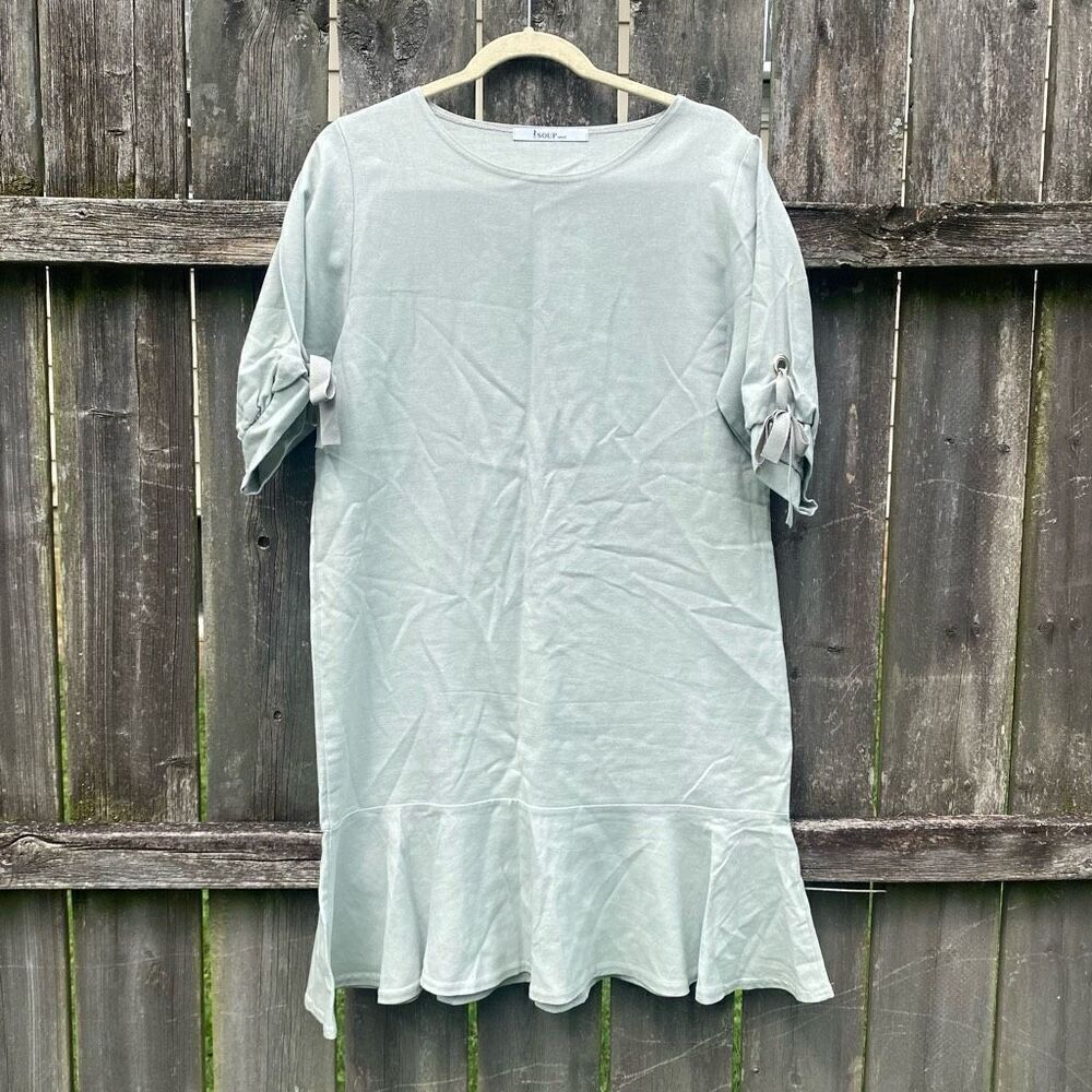 Soup Unique Korean Sage Green Ruffle Hem‎ Dress | M